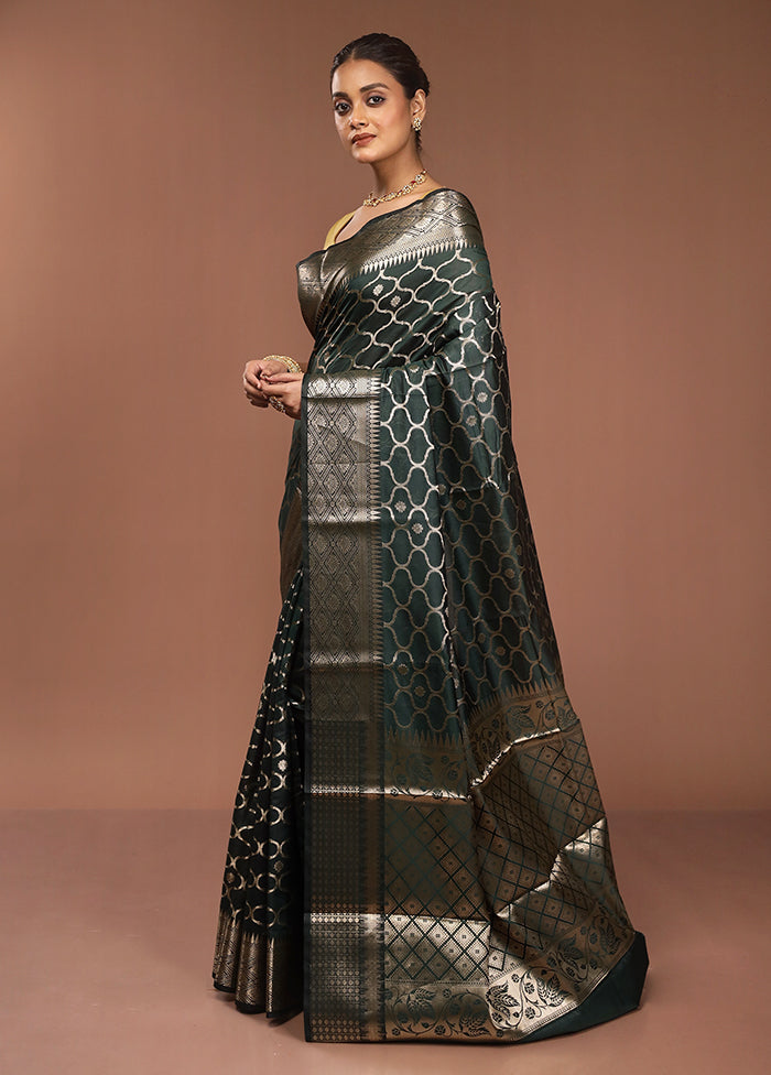 Green Kora Silk Saree With Blouse Piece