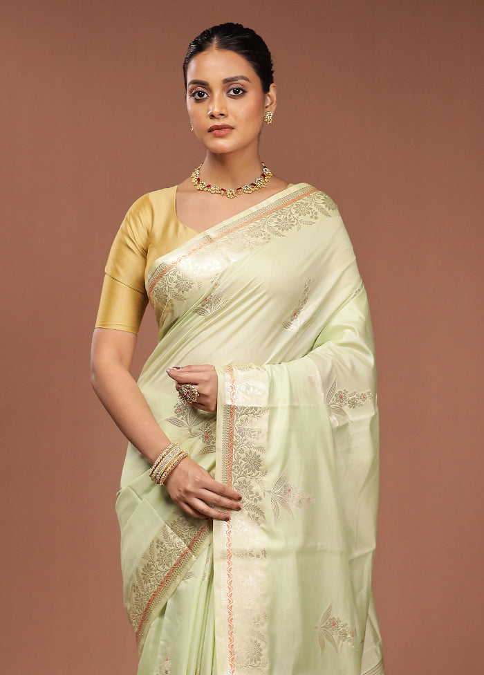 Green Kora Silk Saree With Blouse Piece
