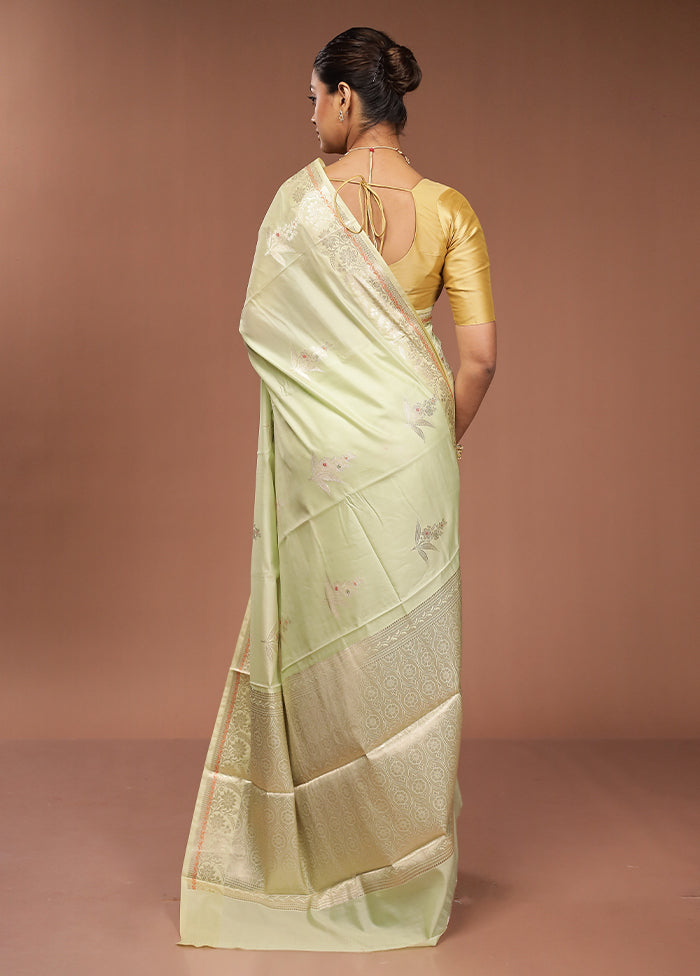Green Kora Silk Saree With Blouse Piece