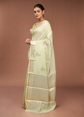 Green Kora Silk Saree With Blouse Piece