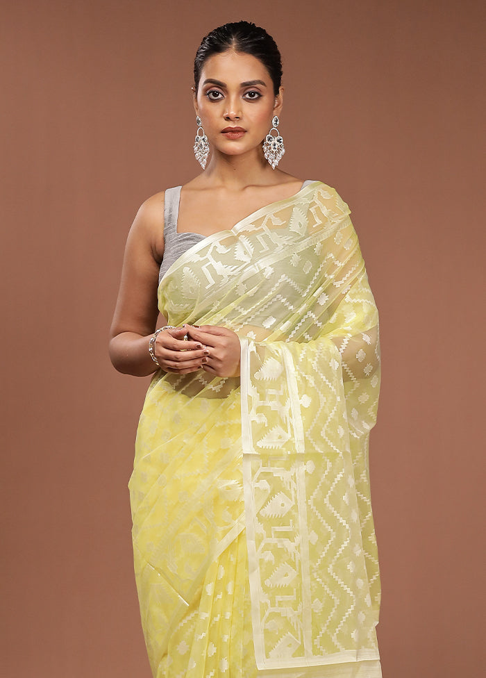 Yellow Organza Saree With Blouse Piece
