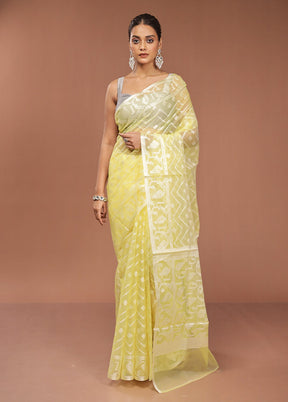 Yellow Organza Saree With Blouse Piece