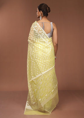 Yellow Organza Saree With Blouse Piece