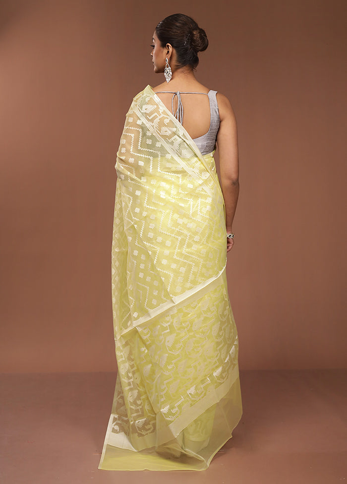 Yellow Organza Saree With Blouse Piece
