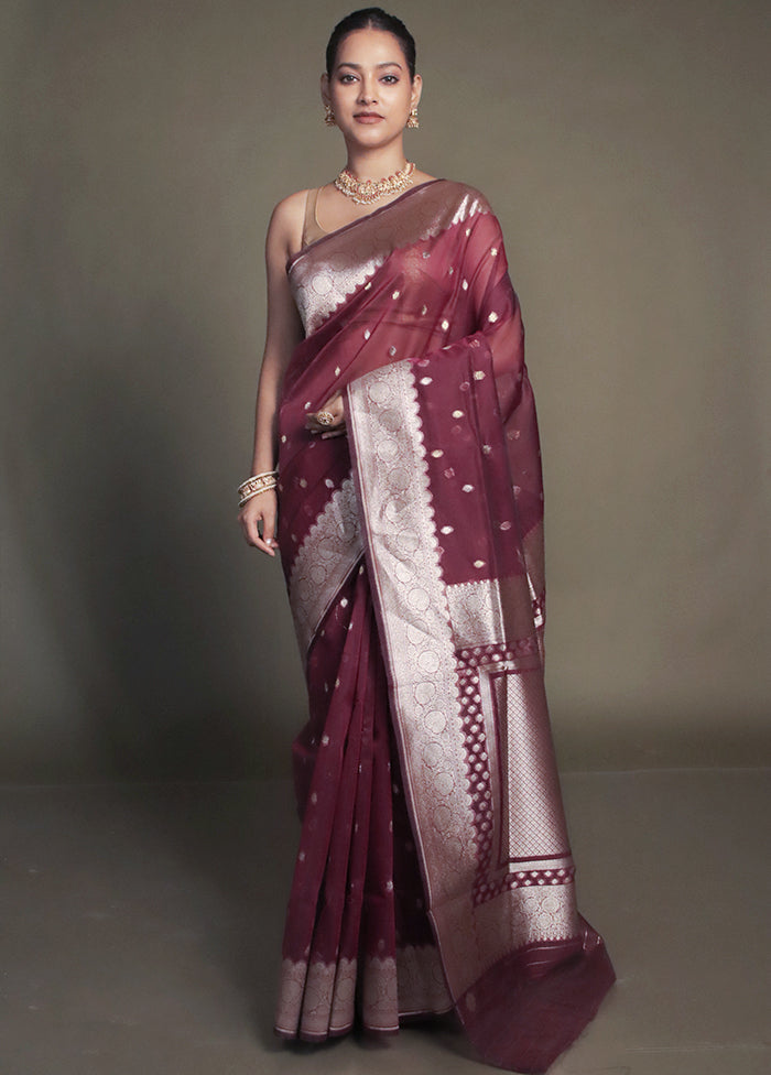 Purple Organza Saree With Blouse Piece