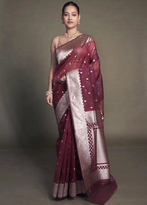 Purple Organza Saree With Blouse Piece