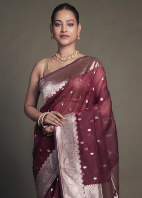 Purple Organza Saree With Blouse Piece