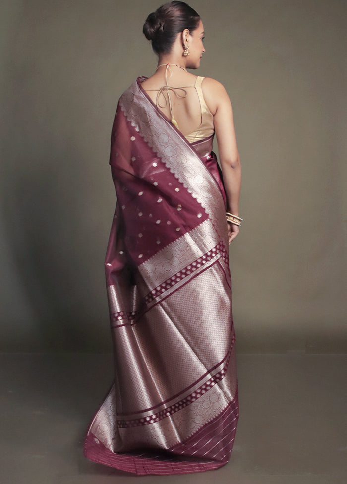 Purple Organza Saree With Blouse Piece