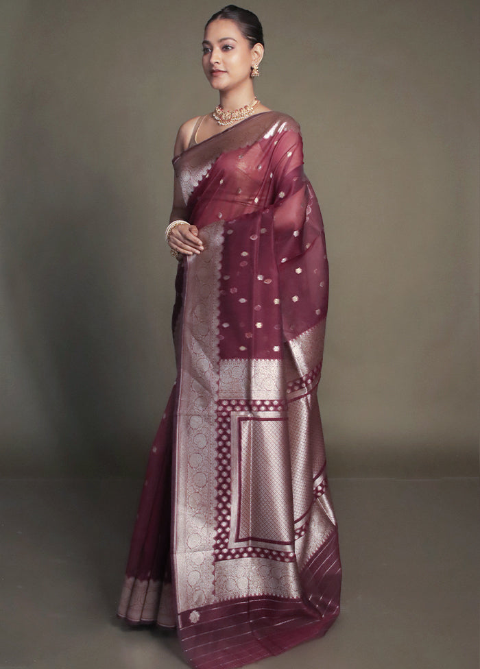 Purple Organza Saree With Blouse Piece