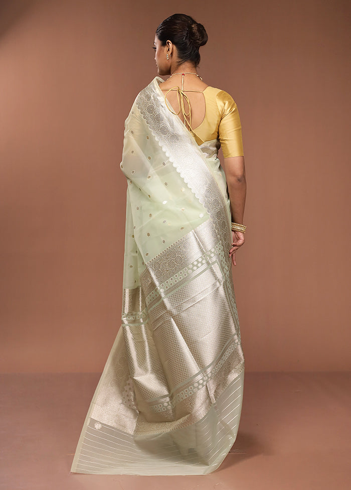 Green Organza Saree With Blouse Piece