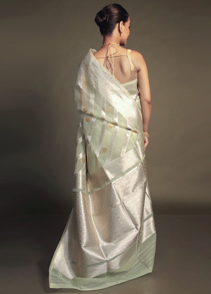 Green Organza Saree With Blouse Piece