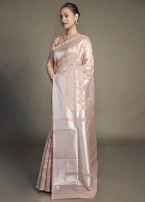 Peach Organza Saree With Blouse Piece