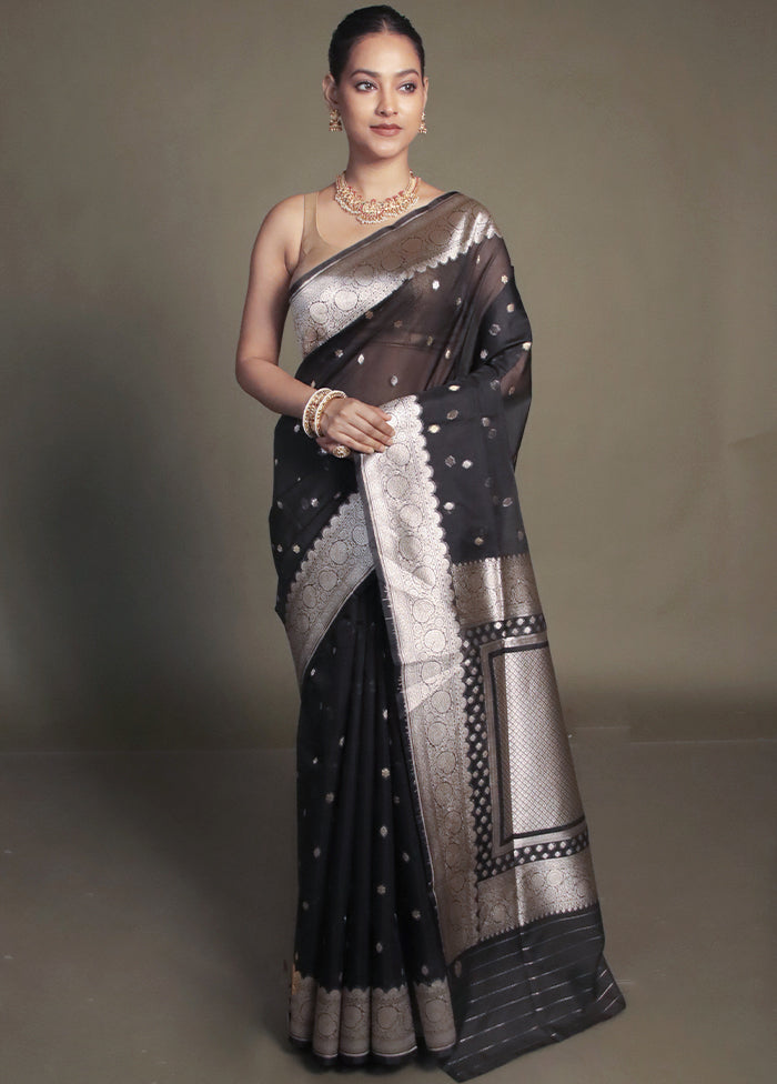 Black Organza Saree With Blouse Piece
