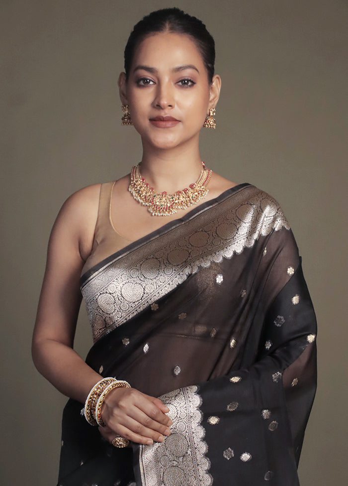 Black Organza Saree With Blouse Piece