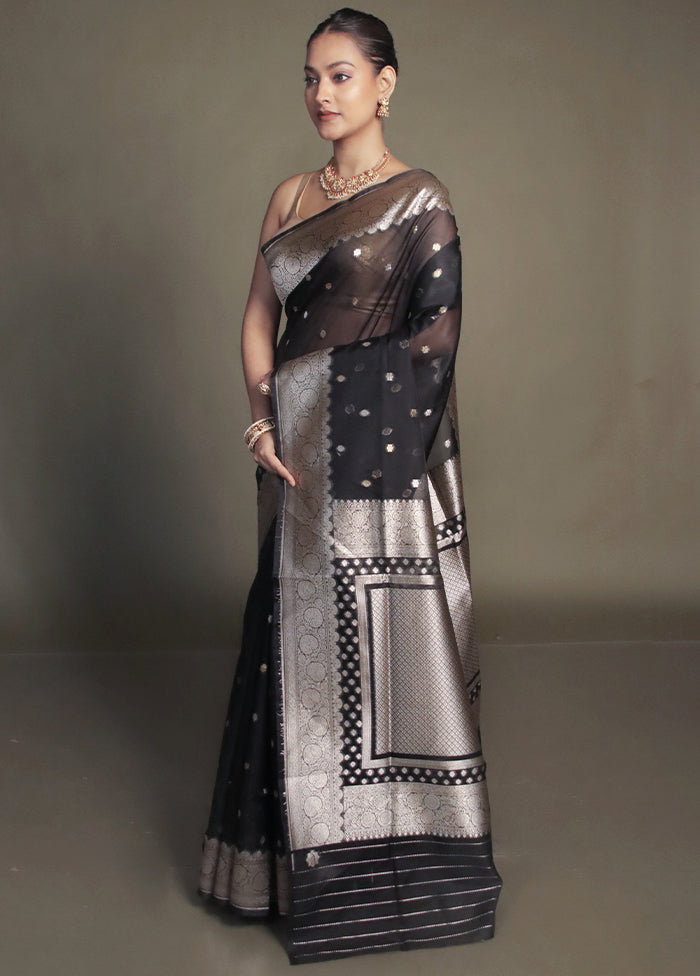 Black Organza Saree With Blouse Piece