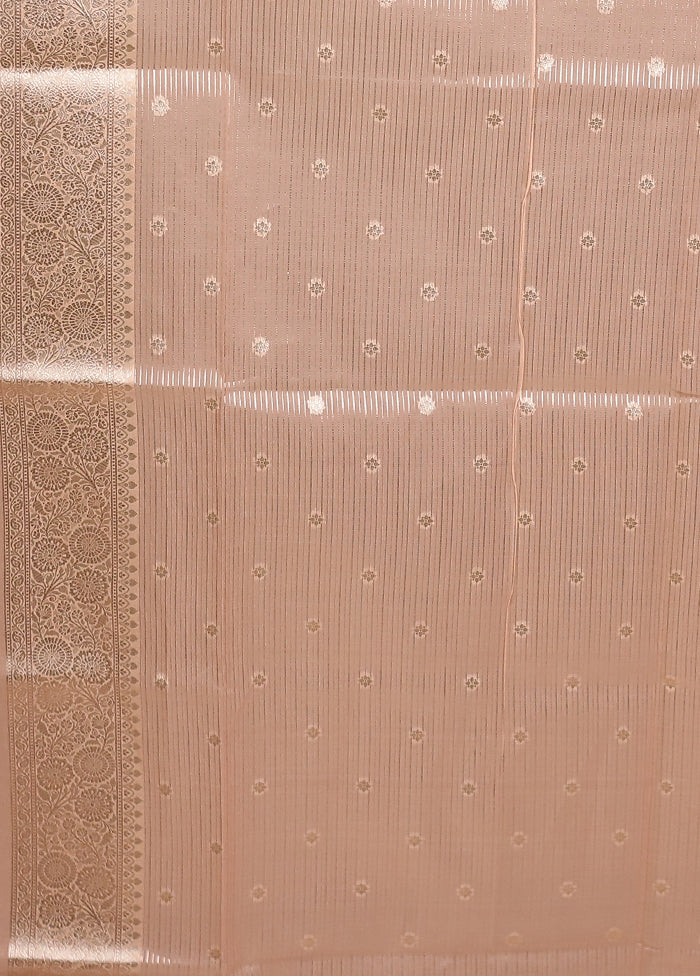 Peach Organza Saree With Blouse Piece