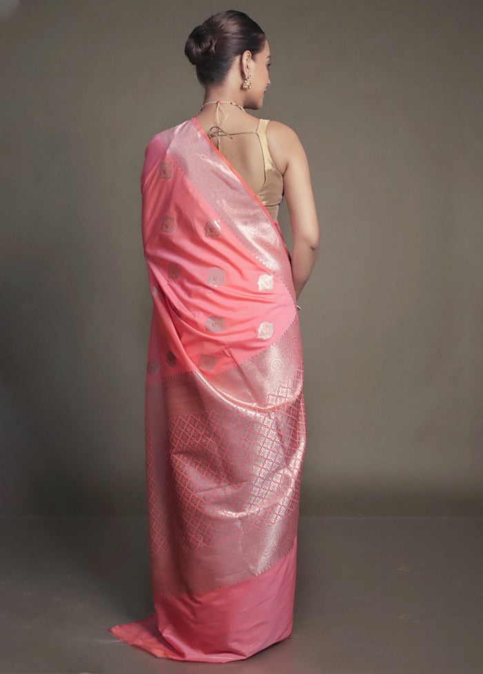 Pink Uppada Silk Saree With Blouse Piece