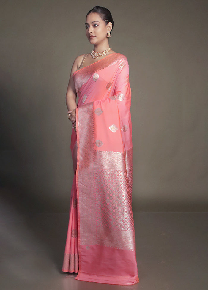 Pink Uppada Silk Saree With Blouse Piece