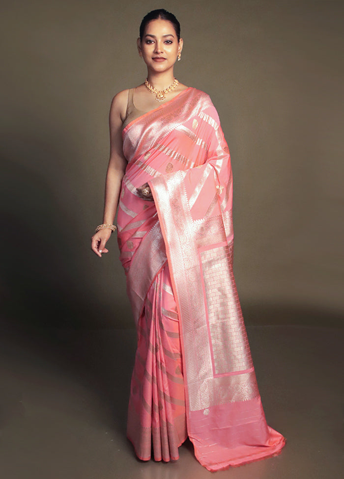 Pink Uppada Silk Saree With Blouse Piece