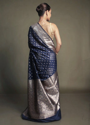 Blue Uppada Silk Saree With Blouse Piece