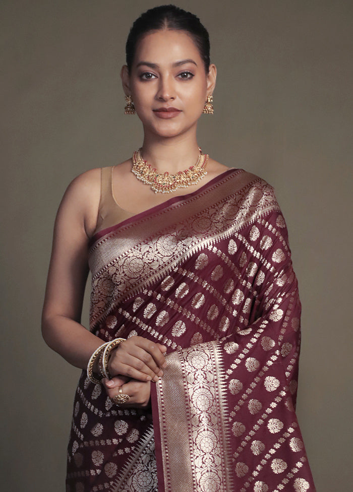 Purple Uppada Silk Saree With Blouse Piece