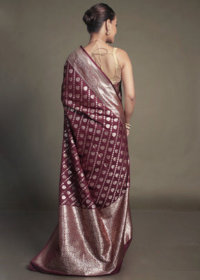 Purple Uppada Silk Saree With Blouse Piece