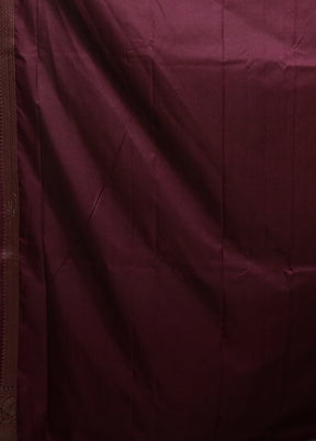 Maroon Uppada Silk Saree With Blouse Piece