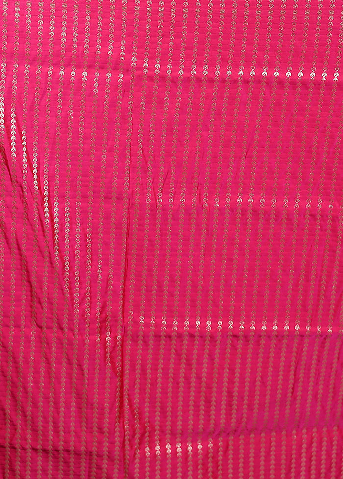 Pink Banarasi Silk Saree With Blouse Piece