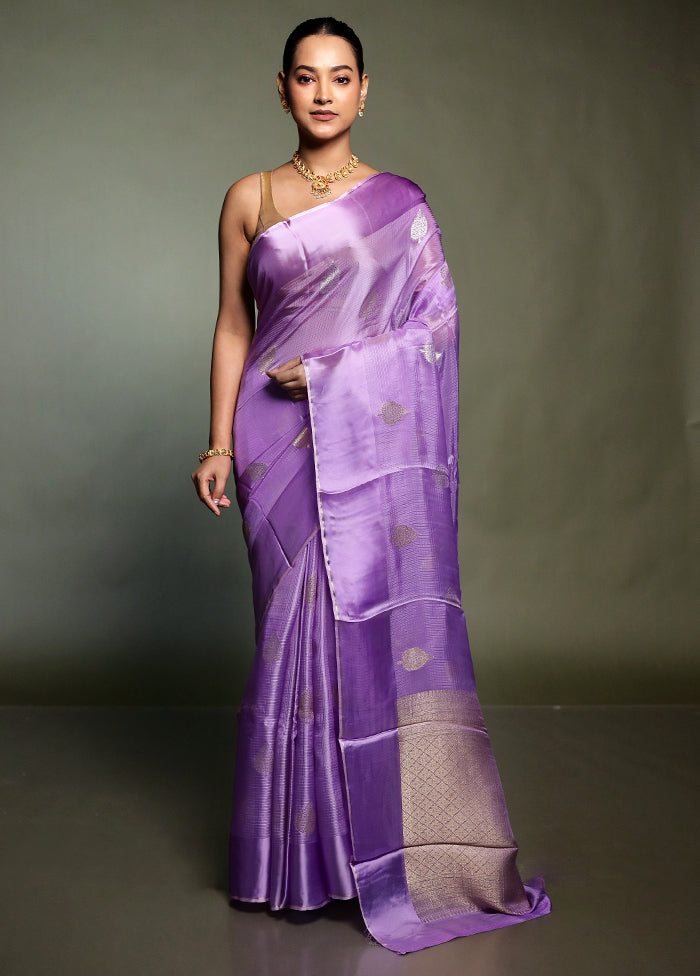 Purple Pure Kota Cotton Saree With Blouse Piece