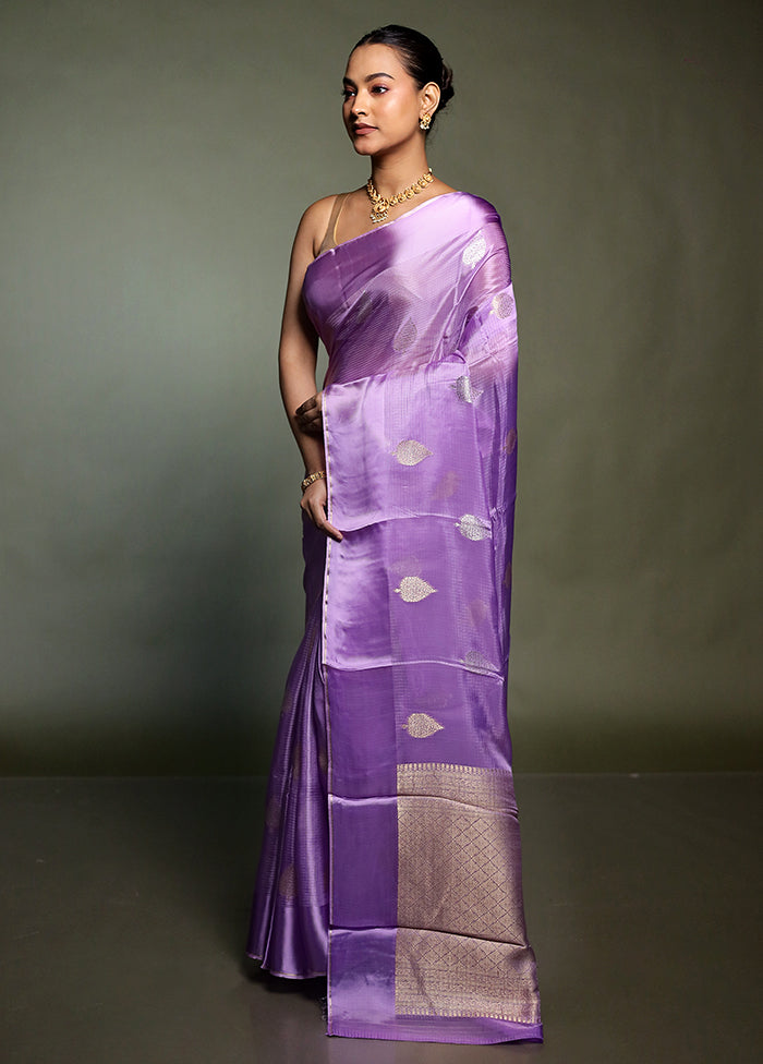 Purple Pure Kota Cotton Saree With Blouse Piece