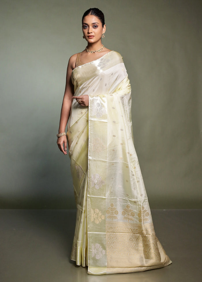 Cream Dupion Silk Saree With Blouse Piece