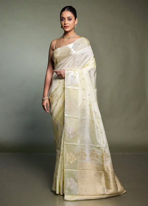 Cream Dupion Silk Saree With Blouse Piece