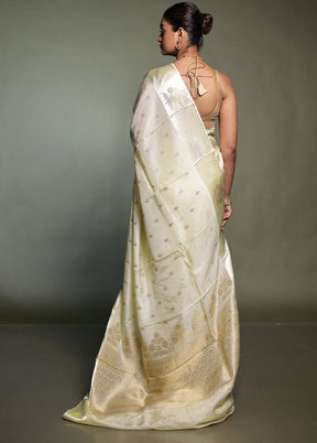 Cream Dupion Silk Saree With Blouse Piece