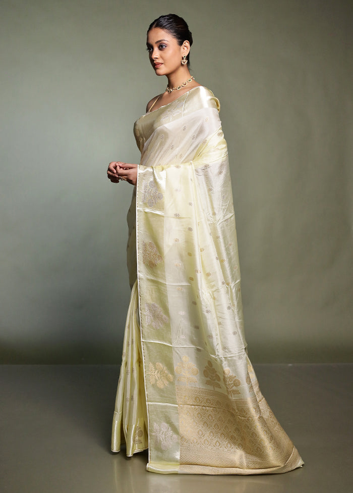 Cream Dupion Silk Saree With Blouse Piece