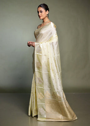 Cream Dupion Silk Saree With Blouse Piece