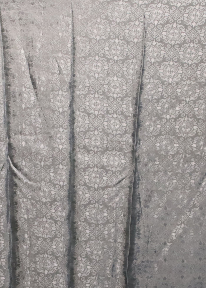 Grey Dupion Silk Saree With Blouse Piece