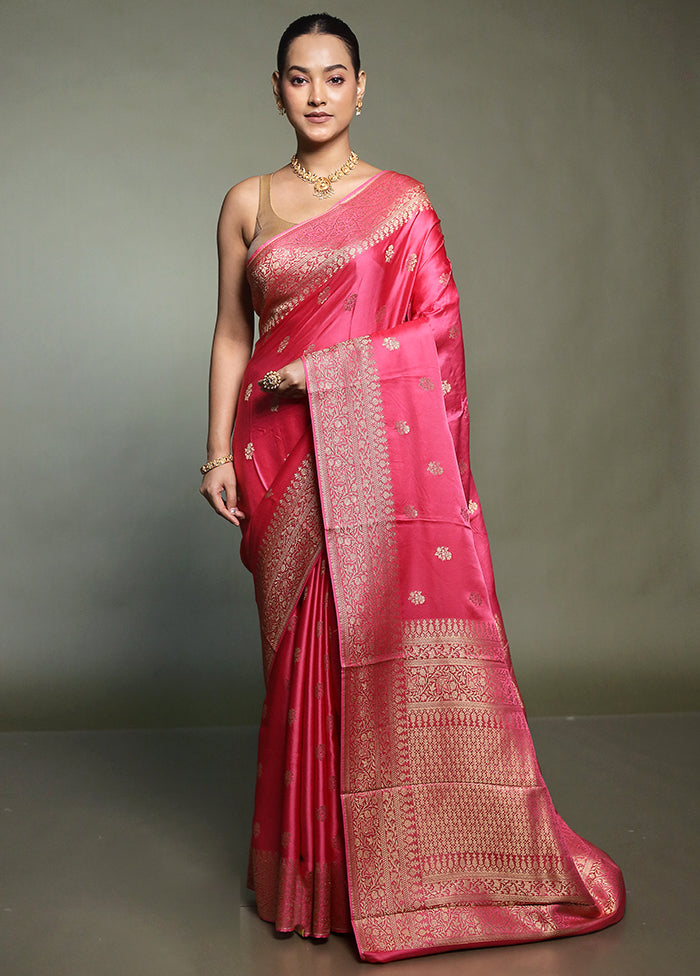 Pink Dupion Silk Saree With Blouse Piece