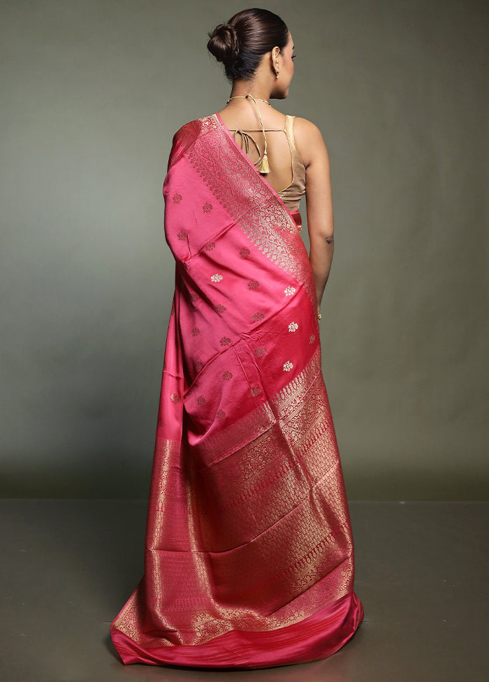 Pink Dupion Silk Saree With Blouse Piece