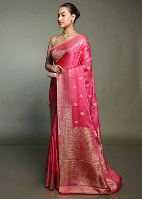 Pink Dupion Silk Saree With Blouse Piece