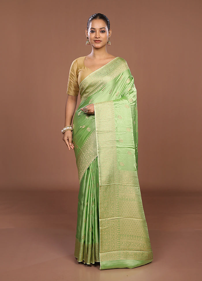 Green Dupion Silk Saree With Blouse Piece