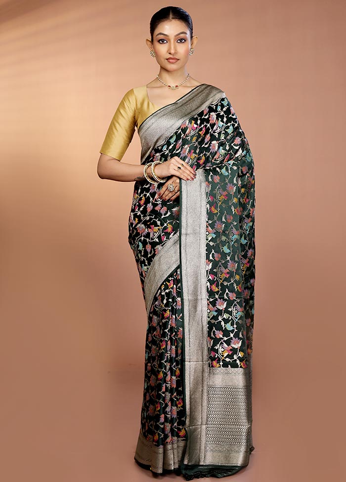 Green Handloom Uppada Pure Silk Saree With Blouse Piece