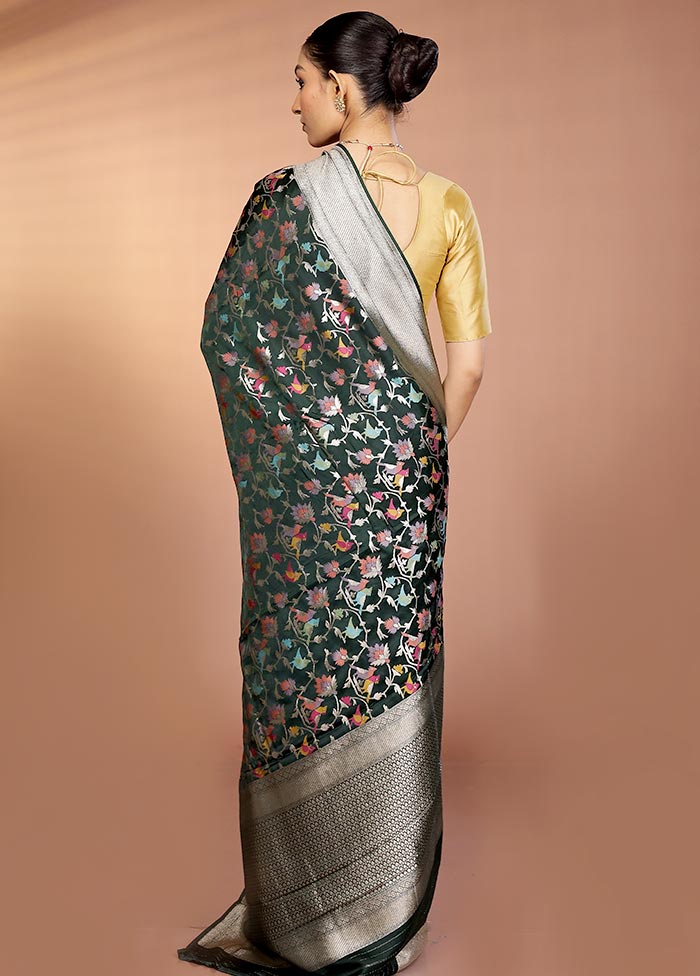 Green Handloom Uppada Pure Silk Saree With Blouse Piece