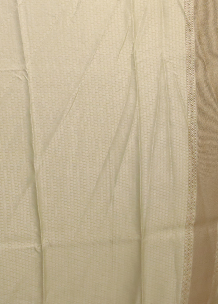 Cream Dupion Silk Saree With Blouse Piece
