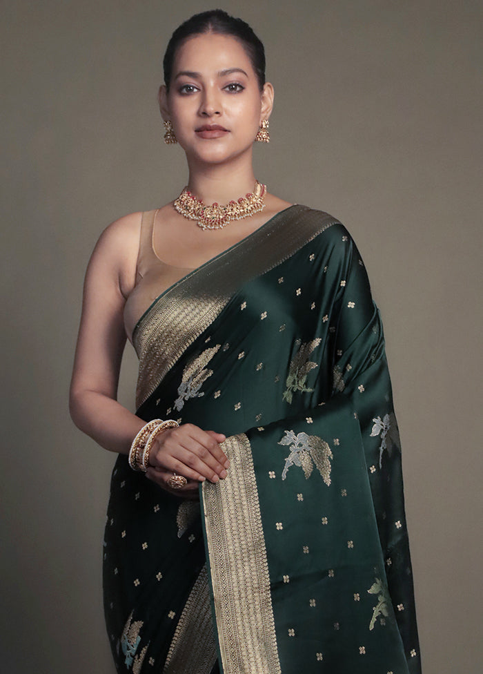 Green Dupion Silk Saree With Blouse Piece