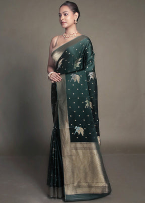 Green Dupion Silk Saree With Blouse Piece