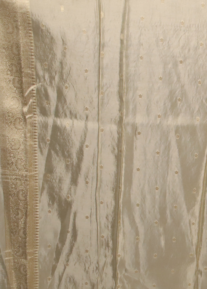 Cream Dupion Silk Saree With Blouse Piece