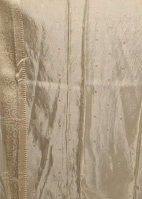 Cream Dupion Silk Saree With Blouse Piece
