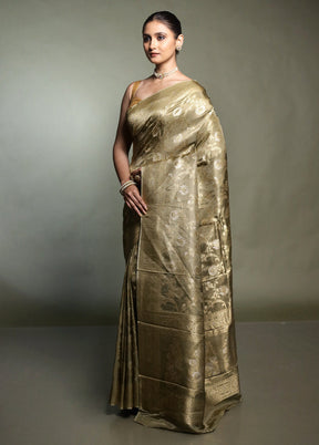 Grey Handloom Dupion Pure Silk Saree With Blouse Piece