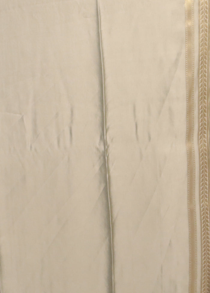 Cream Handloom Tissue Pure Silk Saree With Blouse Piece