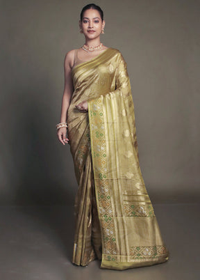 Green Handloom Tissue Pure Silk Saree With Blouse Piece